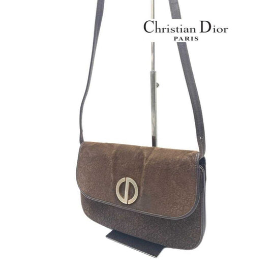 Christian Dior brown trotter print leather two-way purse