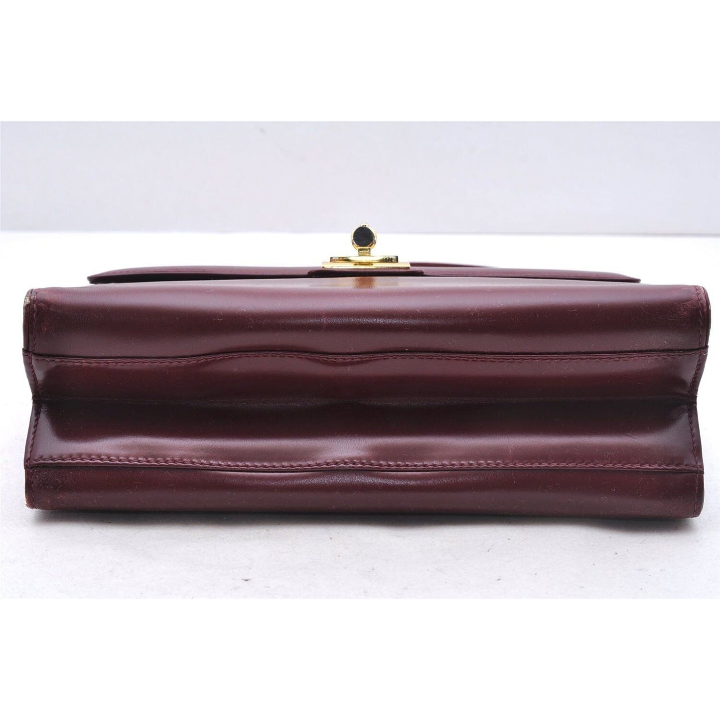 Gucci burgundy top handle Kelly bag w blue lapis clasp & wallet