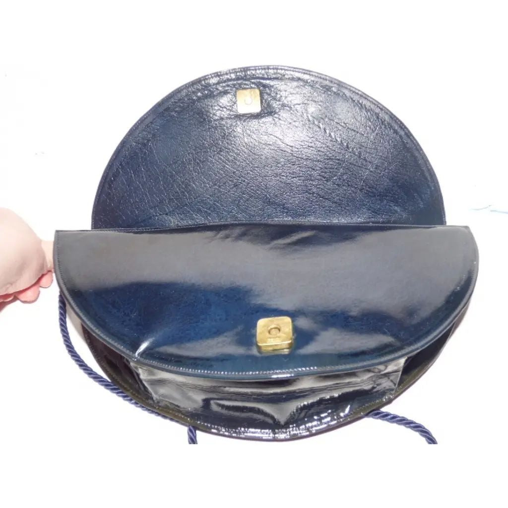 Fendi navy leather stylized fan two-way- cross body or clutch