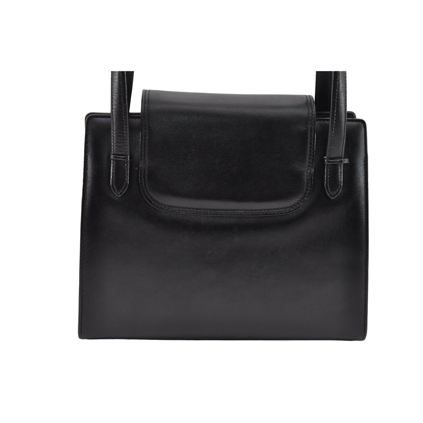 Gucci black leather top handle Kelly bag with blue lapis