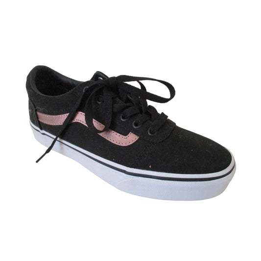 Brand NEW & Eye-catching! Vans Black Canvas with Rose Gold Pink Leather Flame