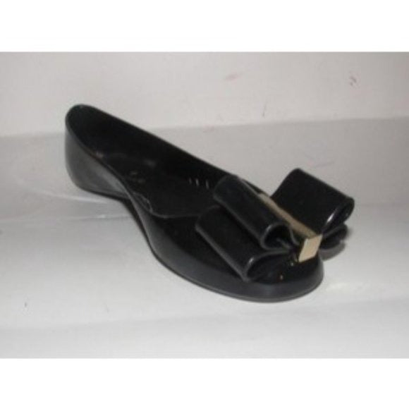 Kate Spade Black Patent Leather Flats w Exaggerated Bow