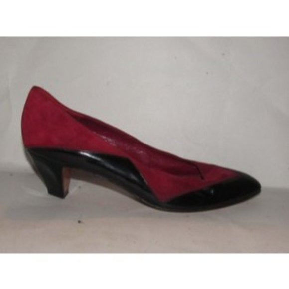 Bally Vintage Black Patent Leather and Red Suede