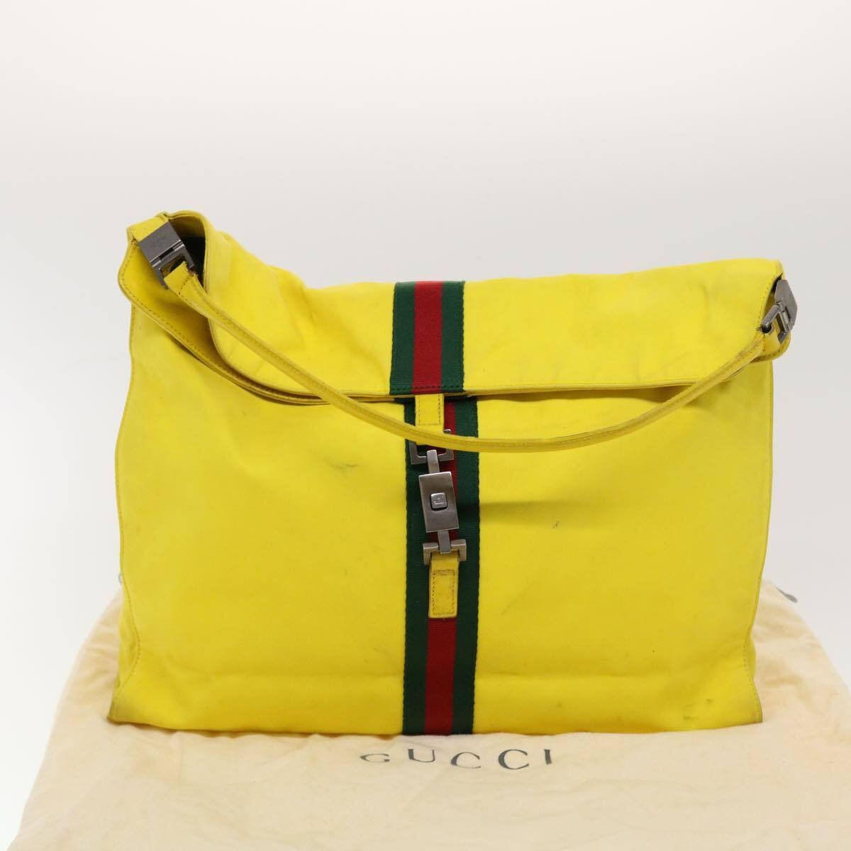 Tom Ford Gucci yellow Jackie hobo w red & green stripe