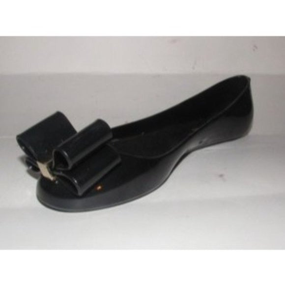 Kate Spade Black Patent Leather Flats w Exaggerated Bow