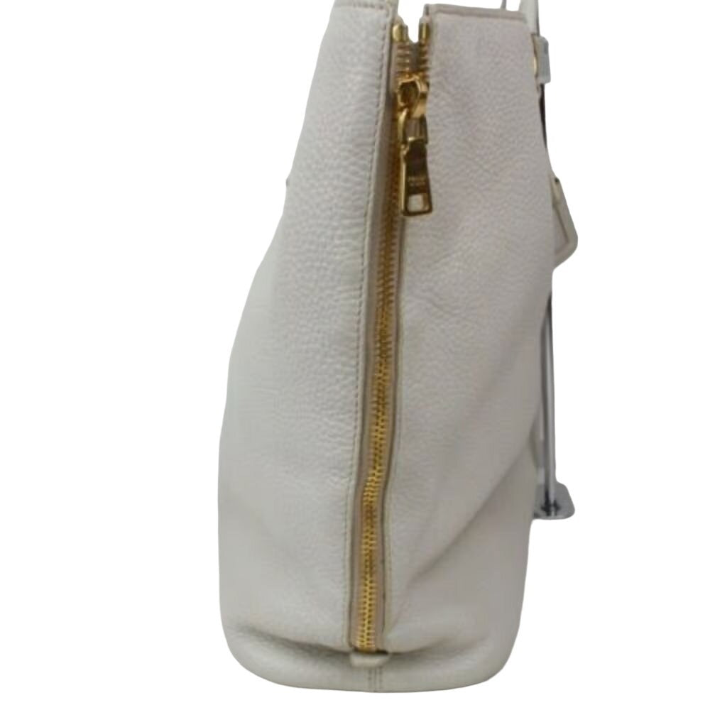 Prada ivory grained leather Vitello Daino XL tote bag