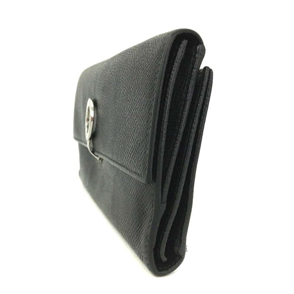 Bvlgari, black saffiano leather, continental style, XL wallet w lots of small & large compartments, zip pockets, & chrome hardware