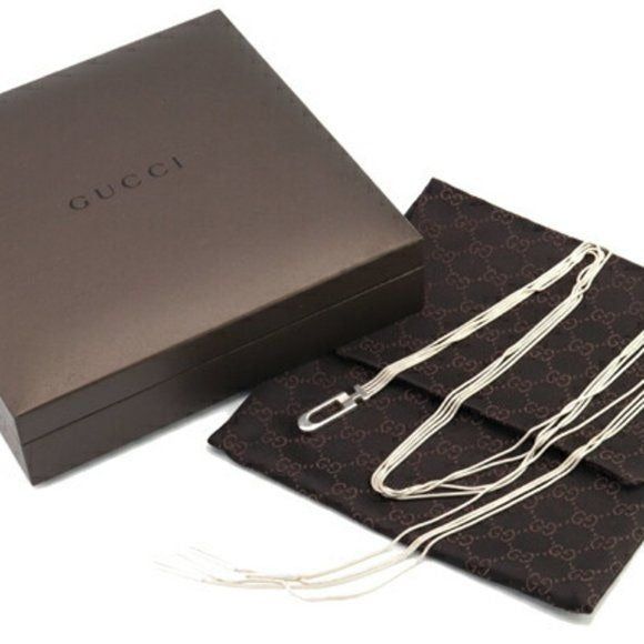 Gucci sterling three strand lariat necklace w square G clasp