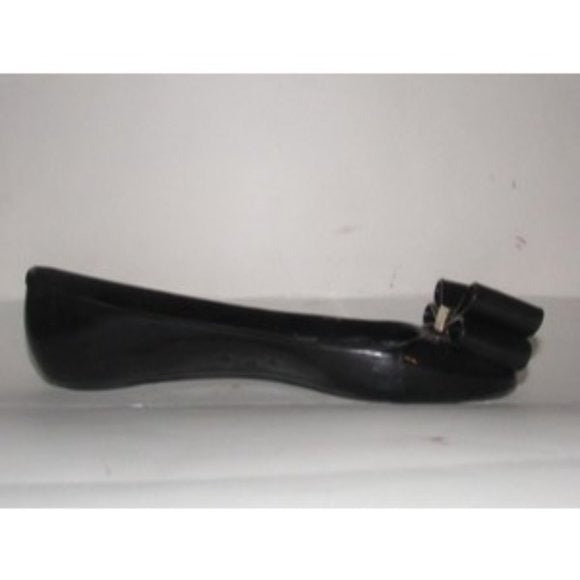 Kate Spade Black Patent Leather Flats w Exaggerated Bow