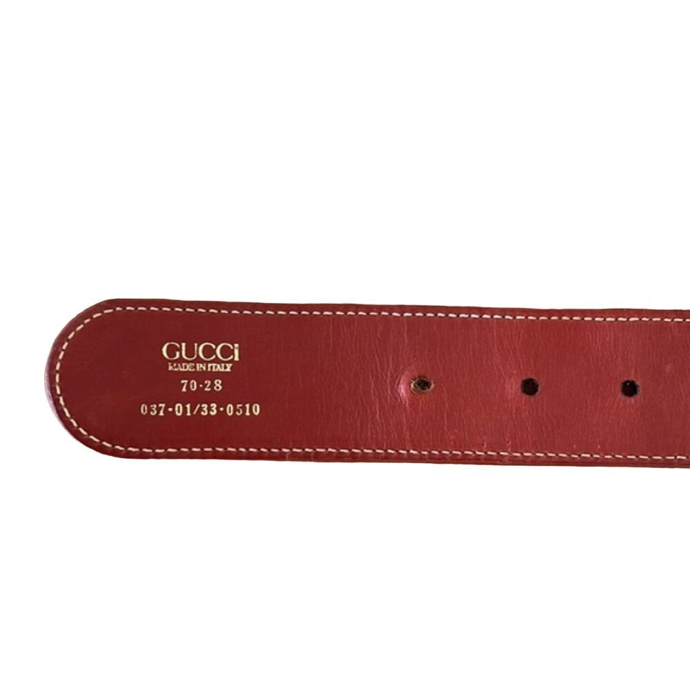 Gucci red leather belt w Gucci Interlocking GG logo buckle