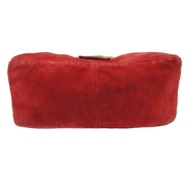 Fendi red suede Mamma Forever baguette w sparkly enamel clasp