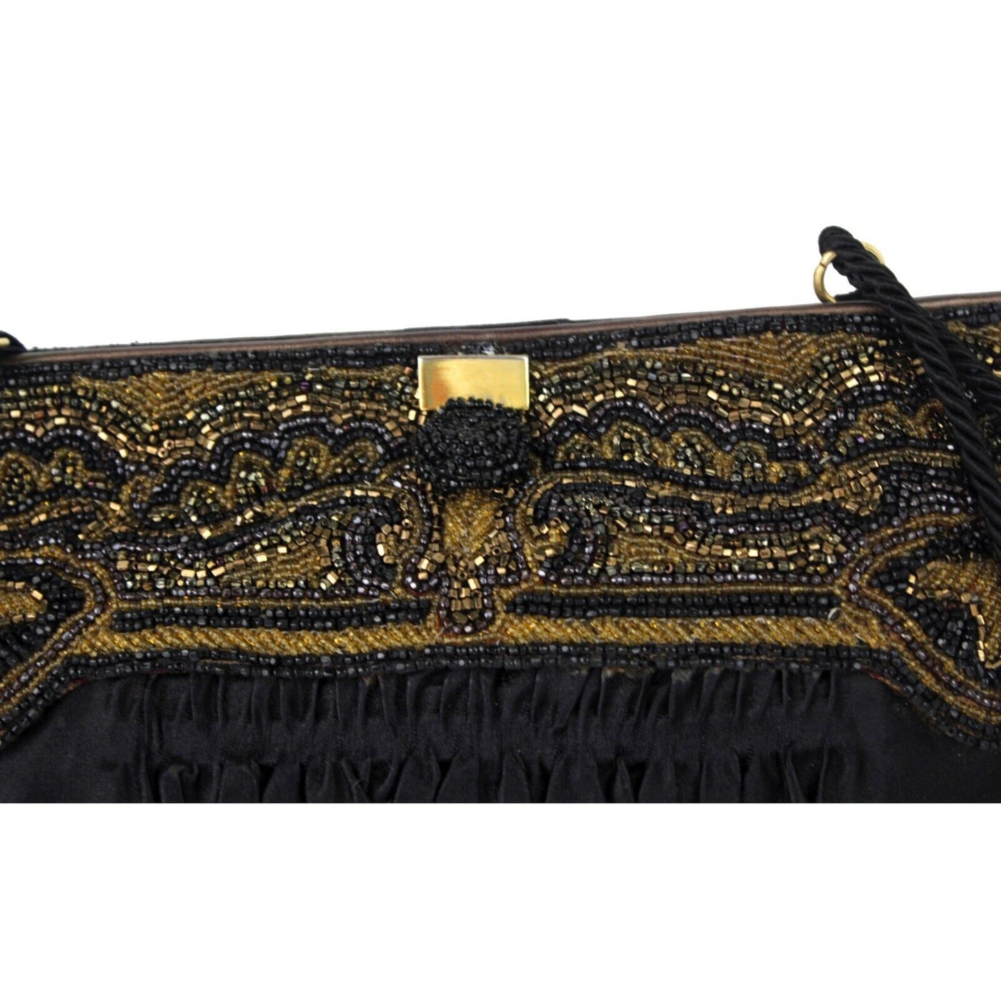 Gucci beaded black silk/satin pouch style cross body