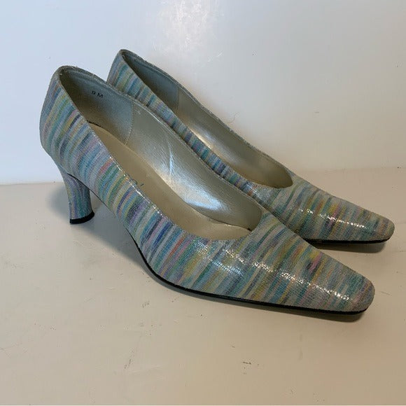 Vintage J.Renee Baby Blue Pink Striped Pumps