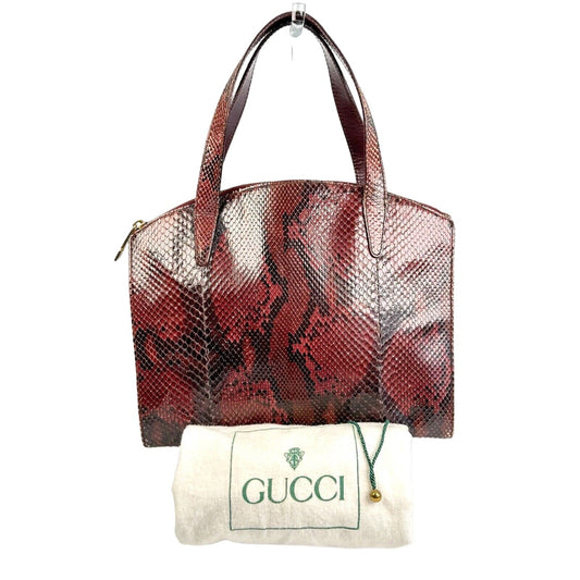 Gucci domed top red grey & burgundy python leather satchel