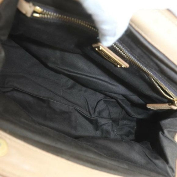 Miu Miu Tan Pleated Matelasse Leather Top Handle Satchel With Locking Clasp & Key