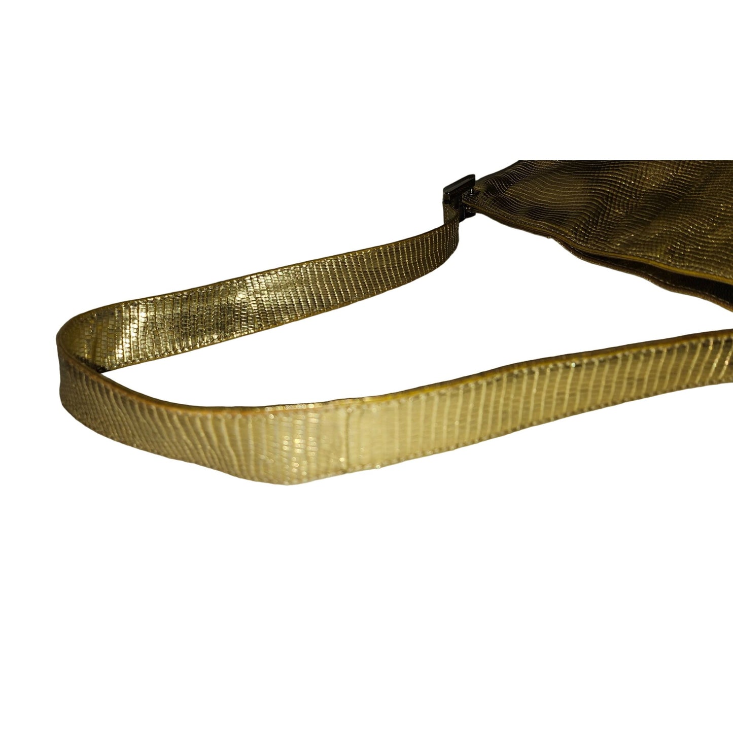 Fendi gold reptile tote with chrome FF accents