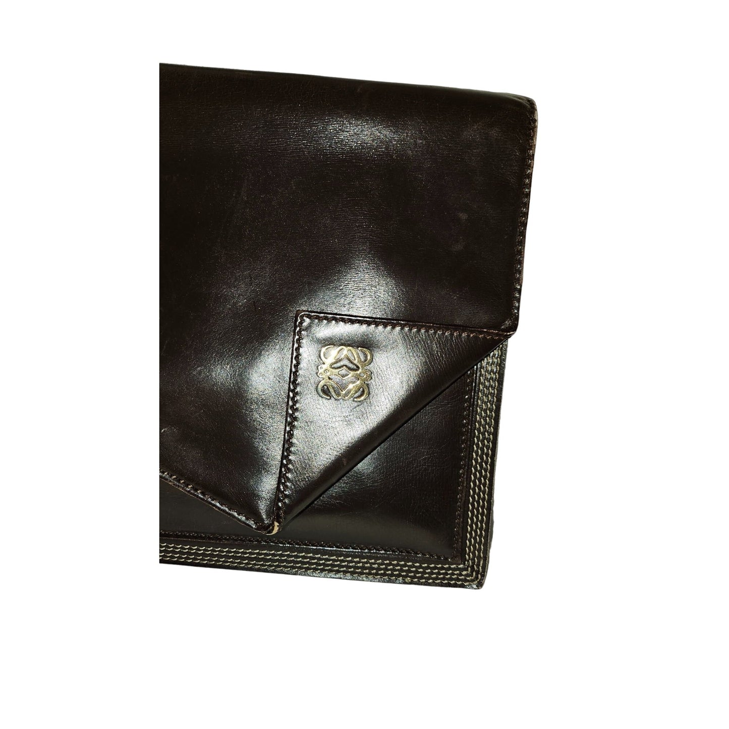 Loewe mahogany leather asymmetrical XL clutch