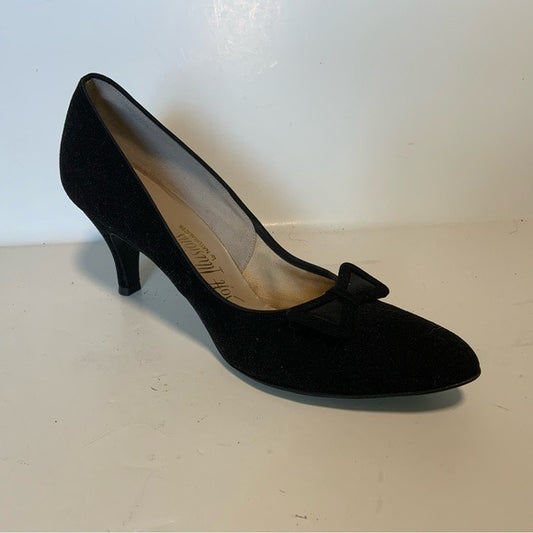 RETRO Naturalizer Black Suede Party Pumps Pointed Toe