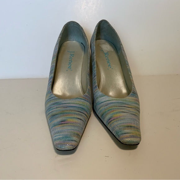 Vintage J.Renee Baby Blue Pink Striped Pumps