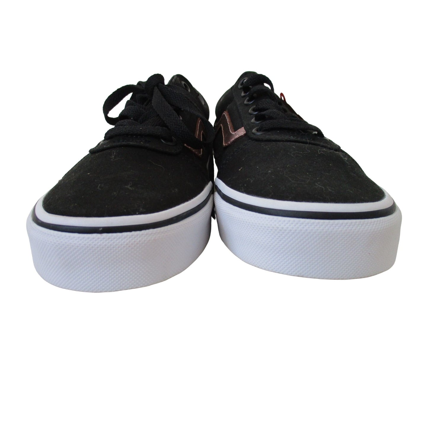 Brand NEW & Eye-catching! Vans Black Canvas with Rose Gold Pink Leather Flame