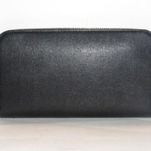 Furla NWT Black XL Leather Checkbook Zip Around Wallet