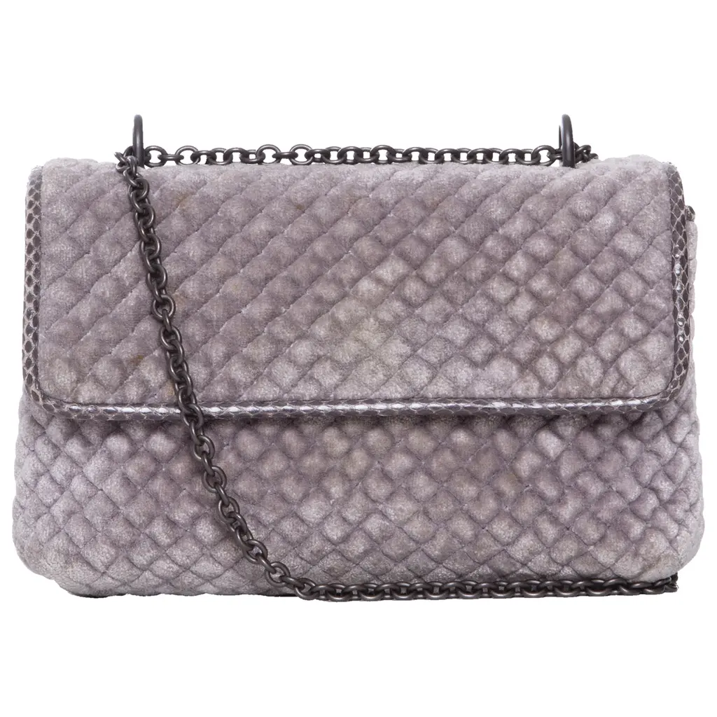 Bottega Veneta smokey purple velvet mini two-way with a chain strap