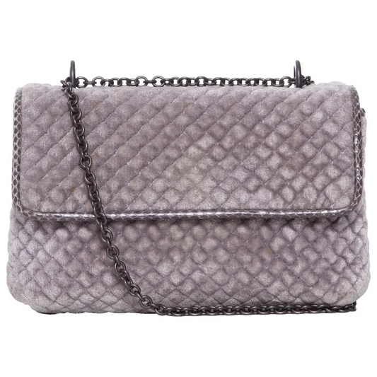 Bottega Veneta smokey purple velvet mini two-way with a chain strap