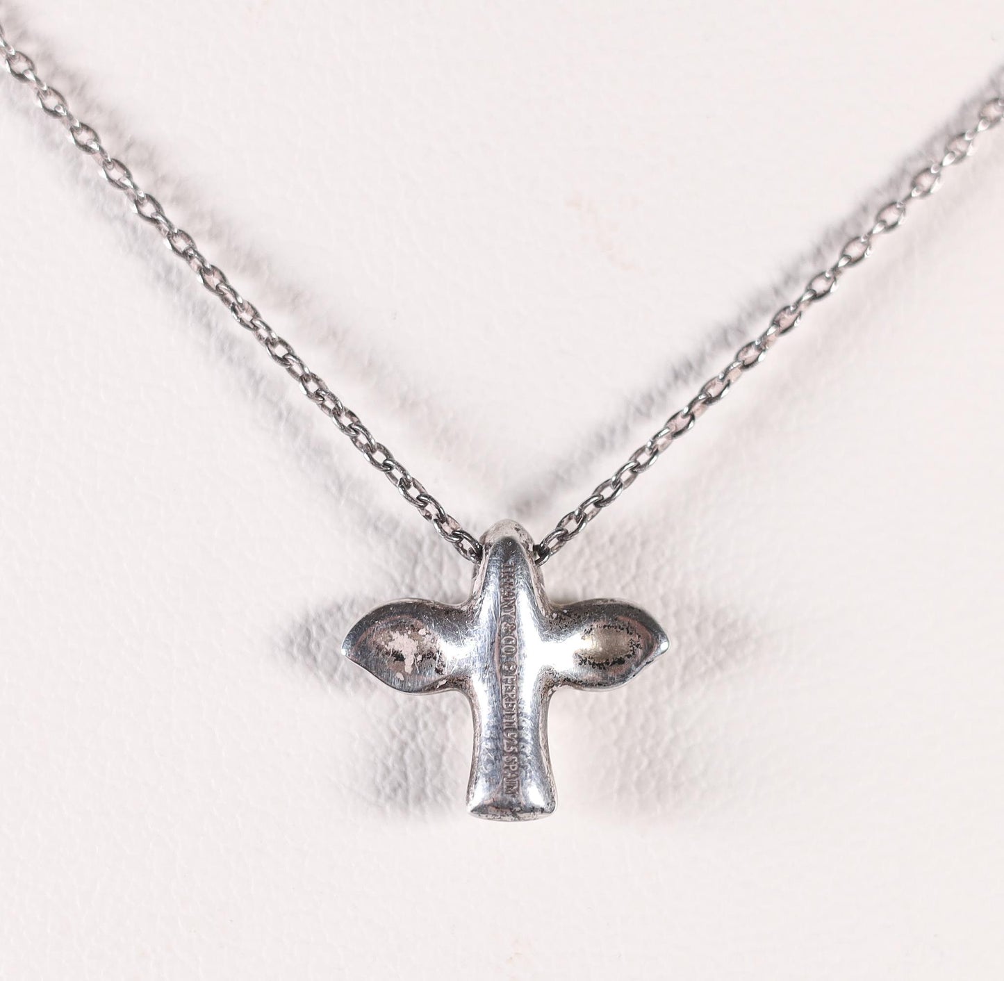 Tiffany discontinued peace dove or cross pendant on a 16" chain