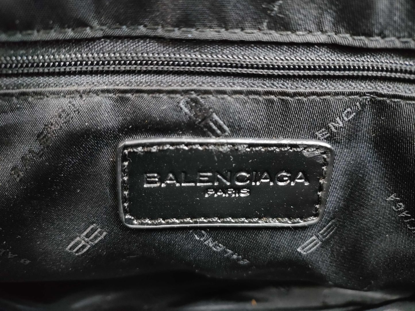 Balenciaga black logo print canvas & leather large tote bag from 70s - 80s