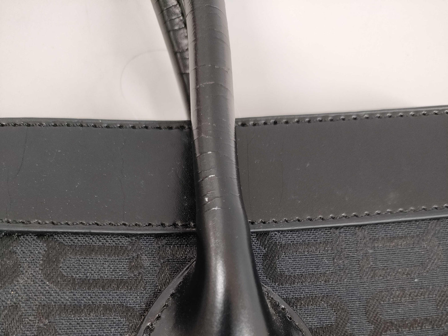 Balenciaga black logo print canvas & leather large tote bag from 70s - 80s