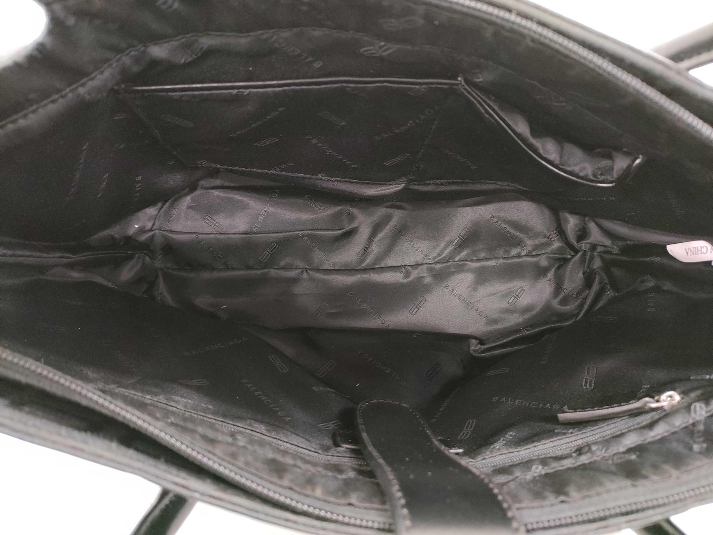 Balenciaga black logo print canvas & leather large tote bag from 70s - 80s