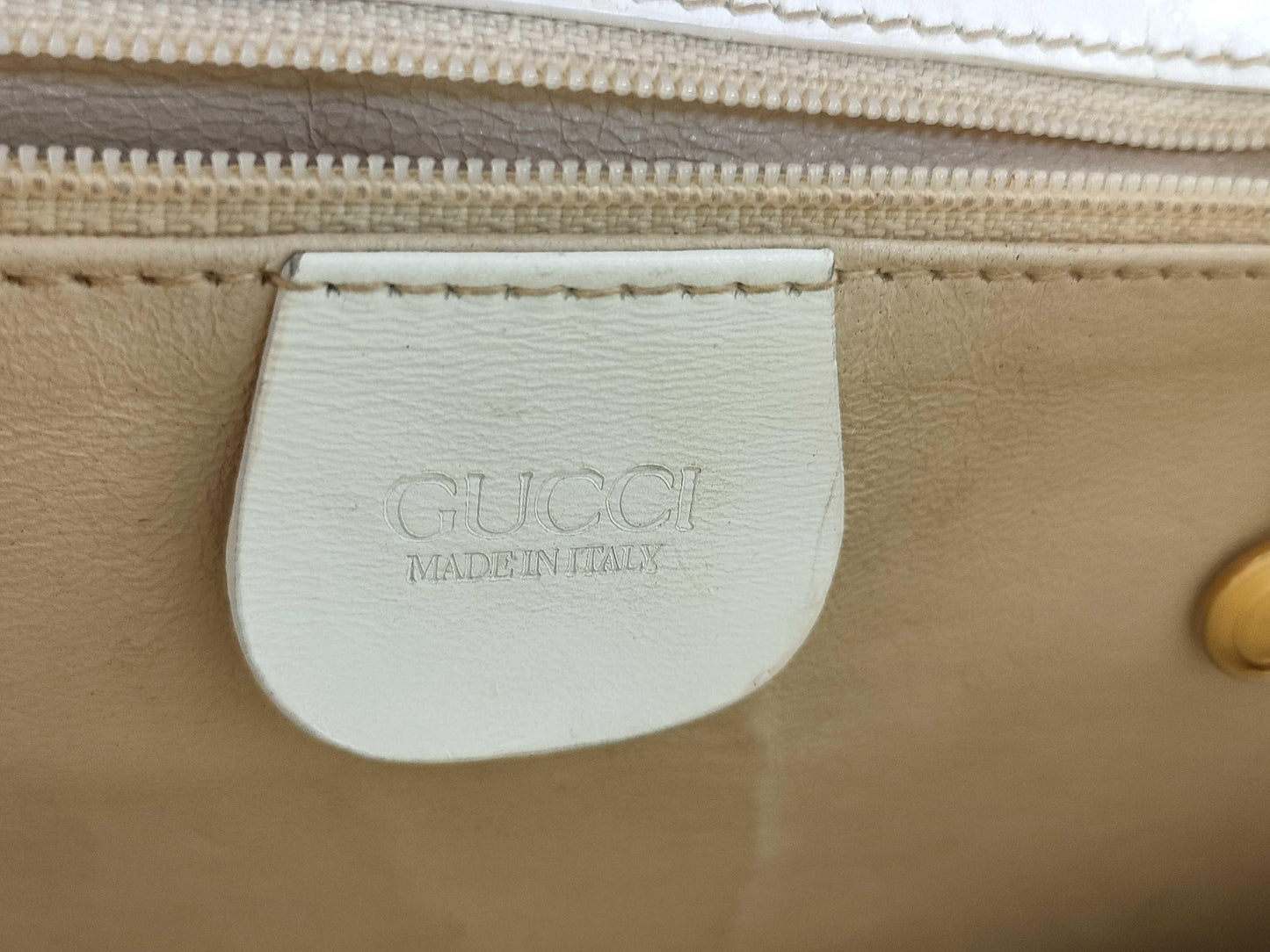 Gucci white leather Lady Lock satchel w gold hardware & key