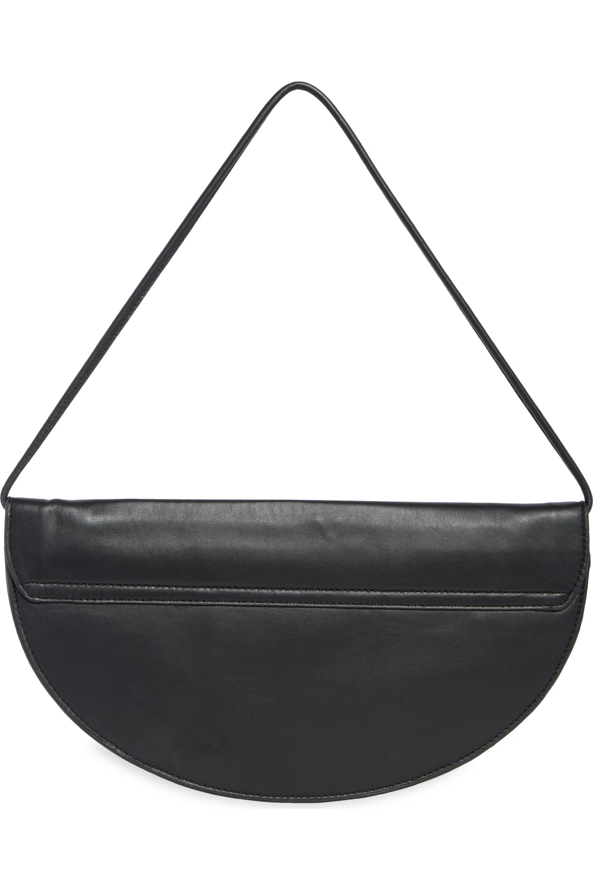 Vince Arca black leather half moon shoulder bag with exterior pocket