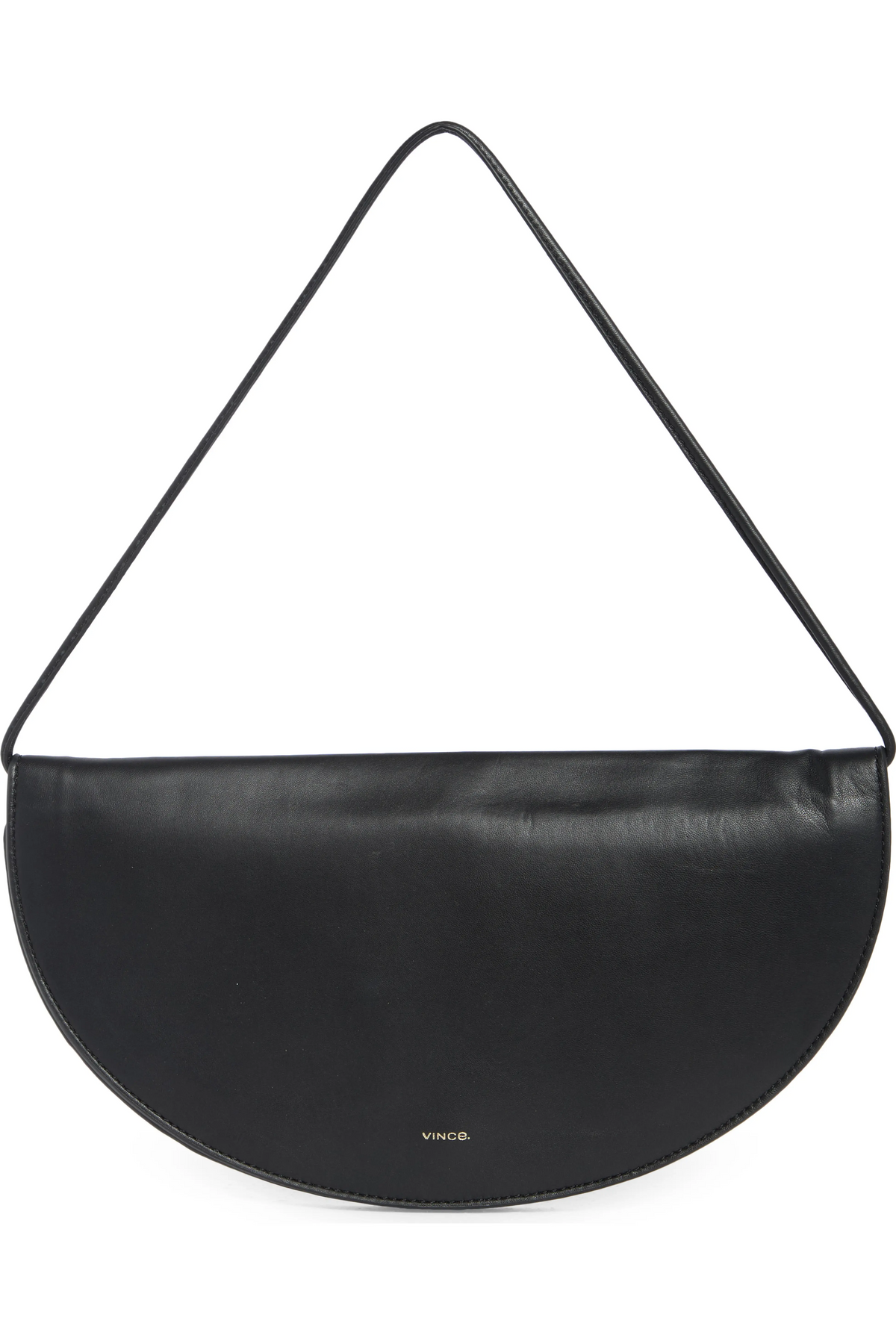 Vince Arca black leather half moon shoulder bag with exterior pocket