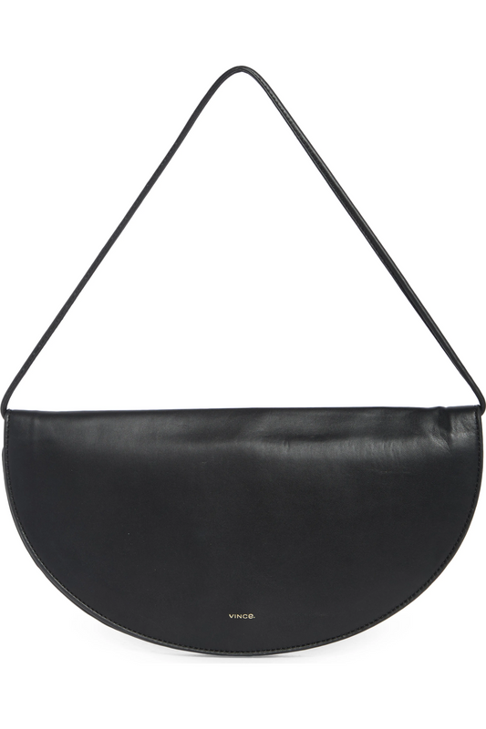 Vince NWT Arca black leather half moon shoulder bag with exterior pocket