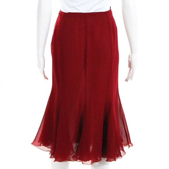 NWOT, EMANUEL UNGARO WOMENS RED SILK SKIRT