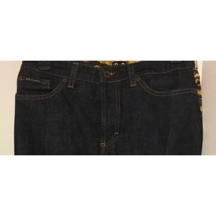 Dolce & Gabbana dark rinse denim & leopard print JEANS