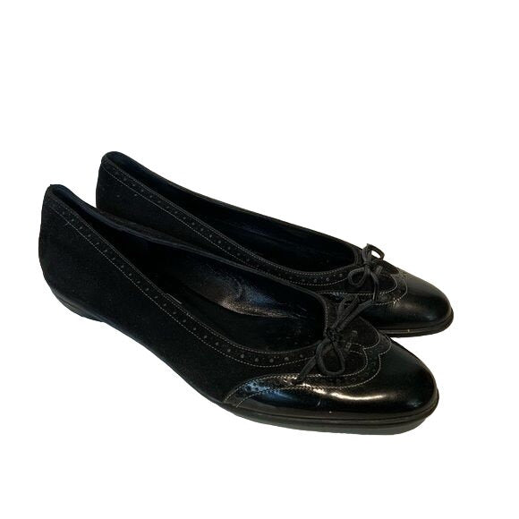 Salvatore Feraagamo Black Suede and Patent Ballet Flats