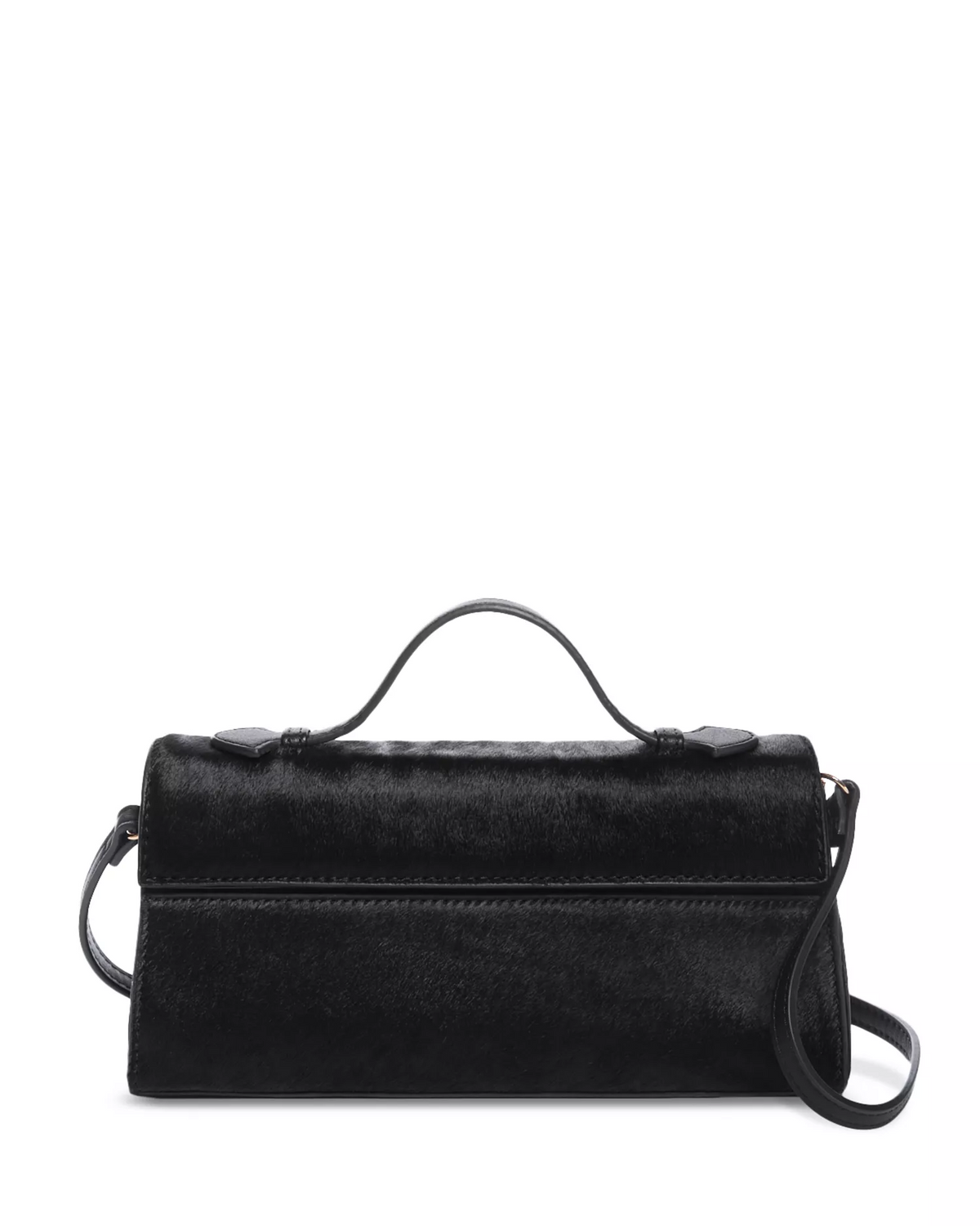 Aqua black pony hair & leather two way satchel
