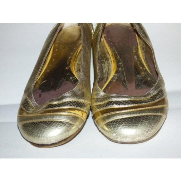 BCBGMaxAzria Textured Gold Silver Metallic Ballet