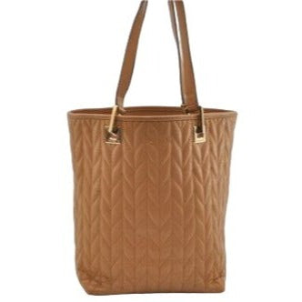 Gucci quilted camel leather, medium sized, two strap tote with bold chrome hardware