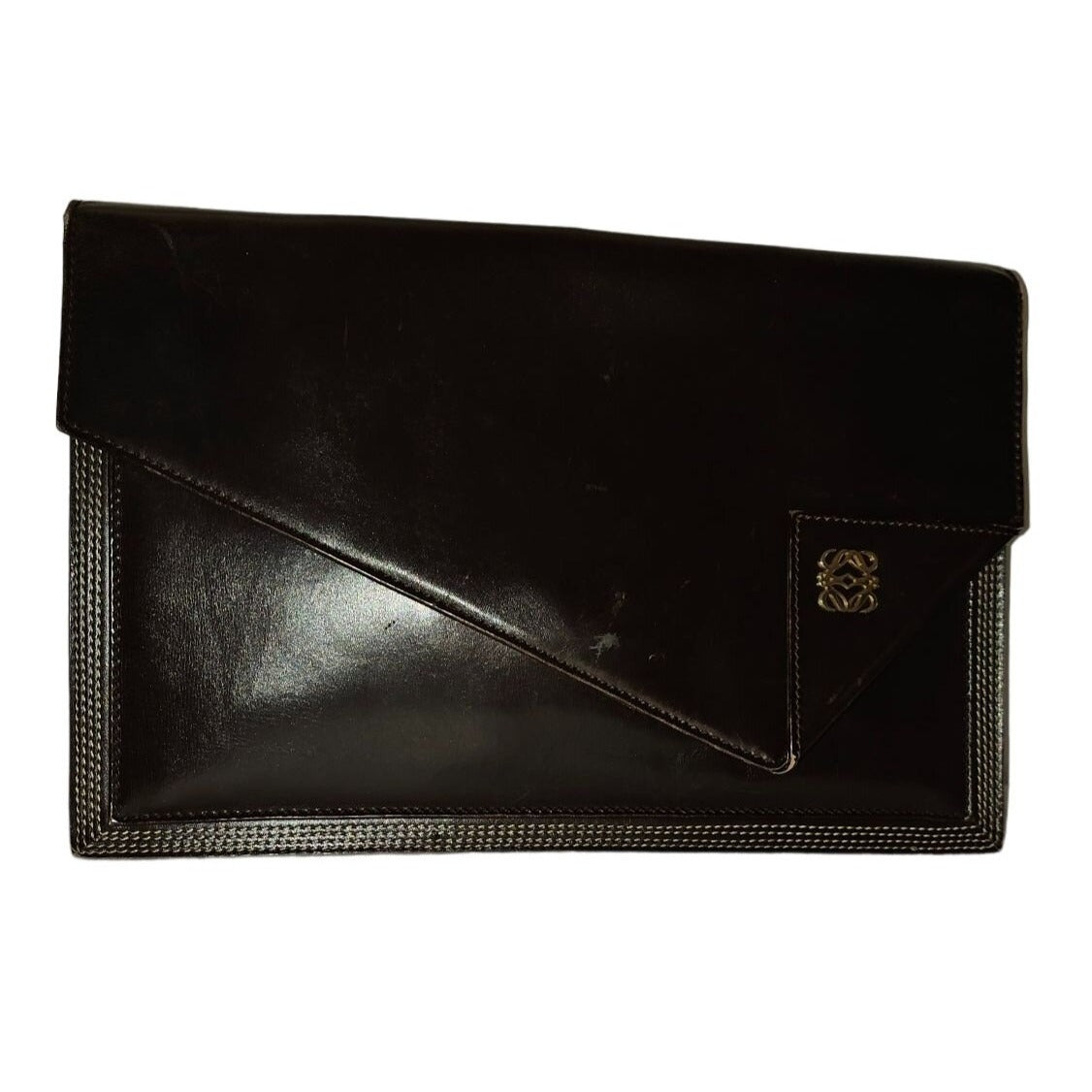 Loewe mahogany leather asymmetrical XL clutch