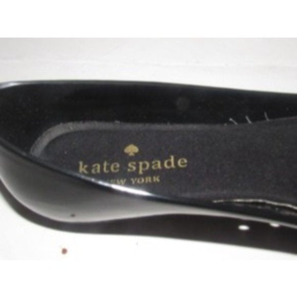 Kate Spade Black Patent Leather Flats w Exaggerated Bow