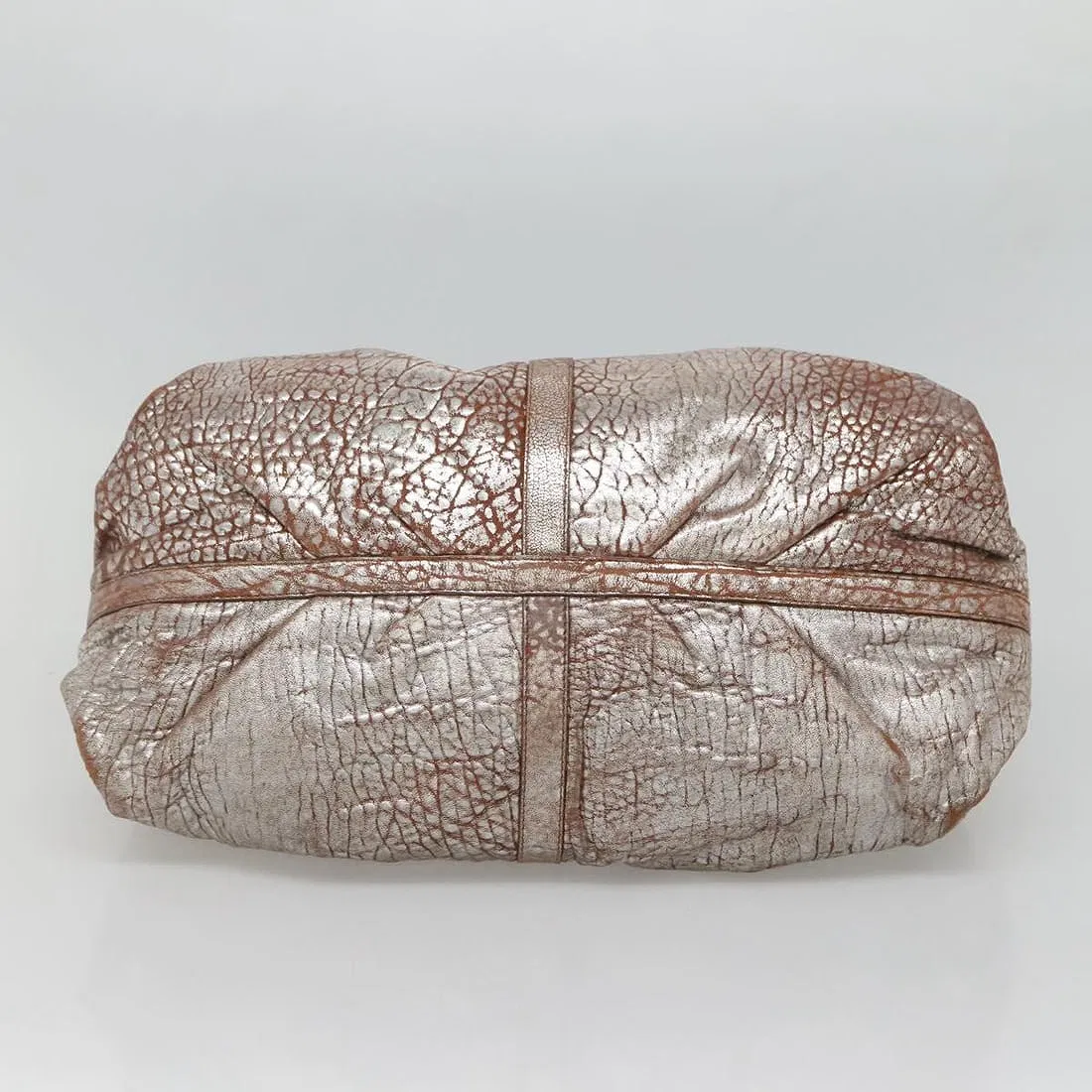 Bvlgari Vintage Metallic Rose Gold Leather Chandra Shoulder Bag