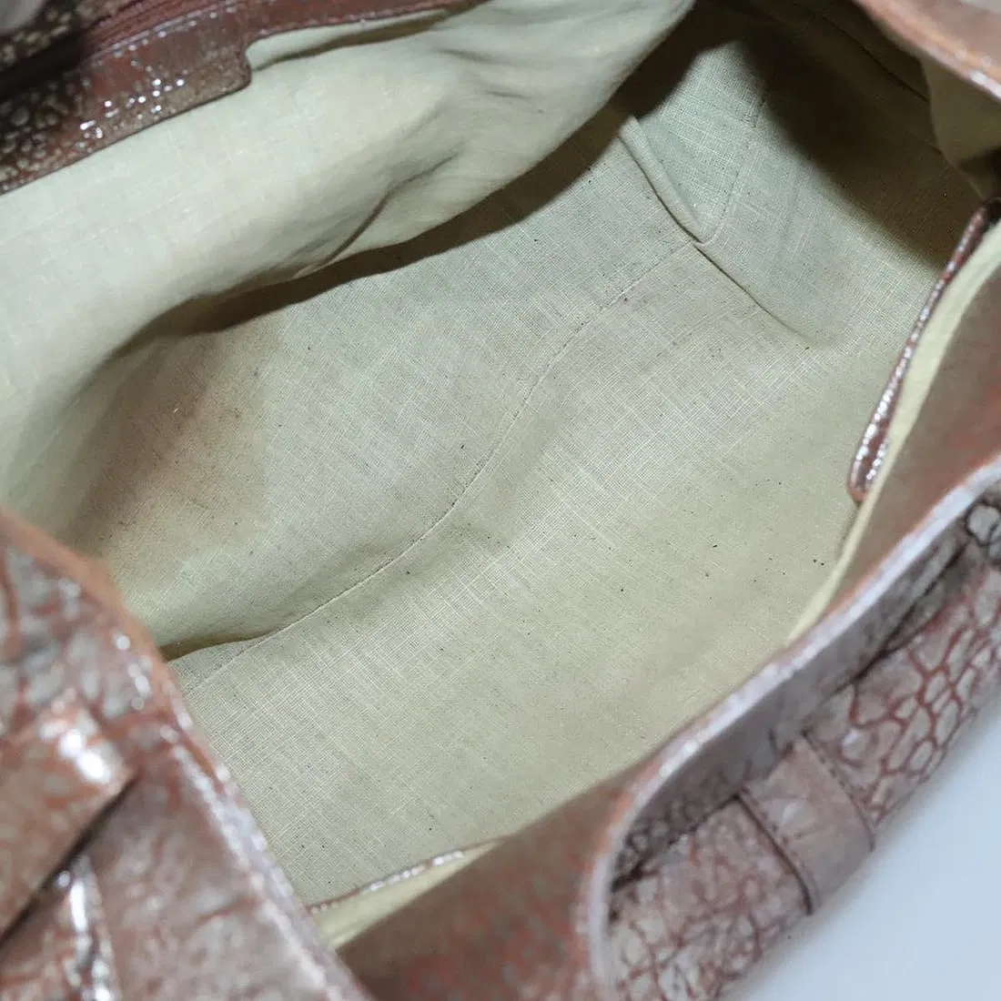 Bvlgari Vintage Metallic Rose Gold Leather Chandra Shoulder Bag