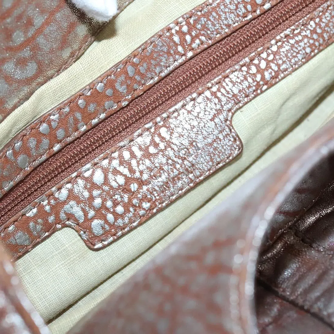 Bvlgari Vintage Metallic Rose Gold Leather Chandra Shoulder Bag