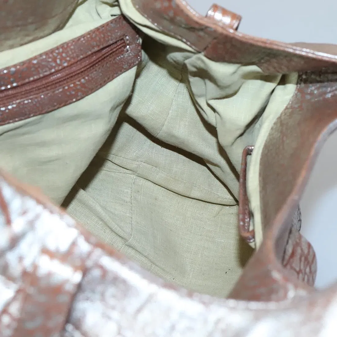 Bvlgari Vintage Metallic Rose Gold Leather Chandra Shoulder Bag