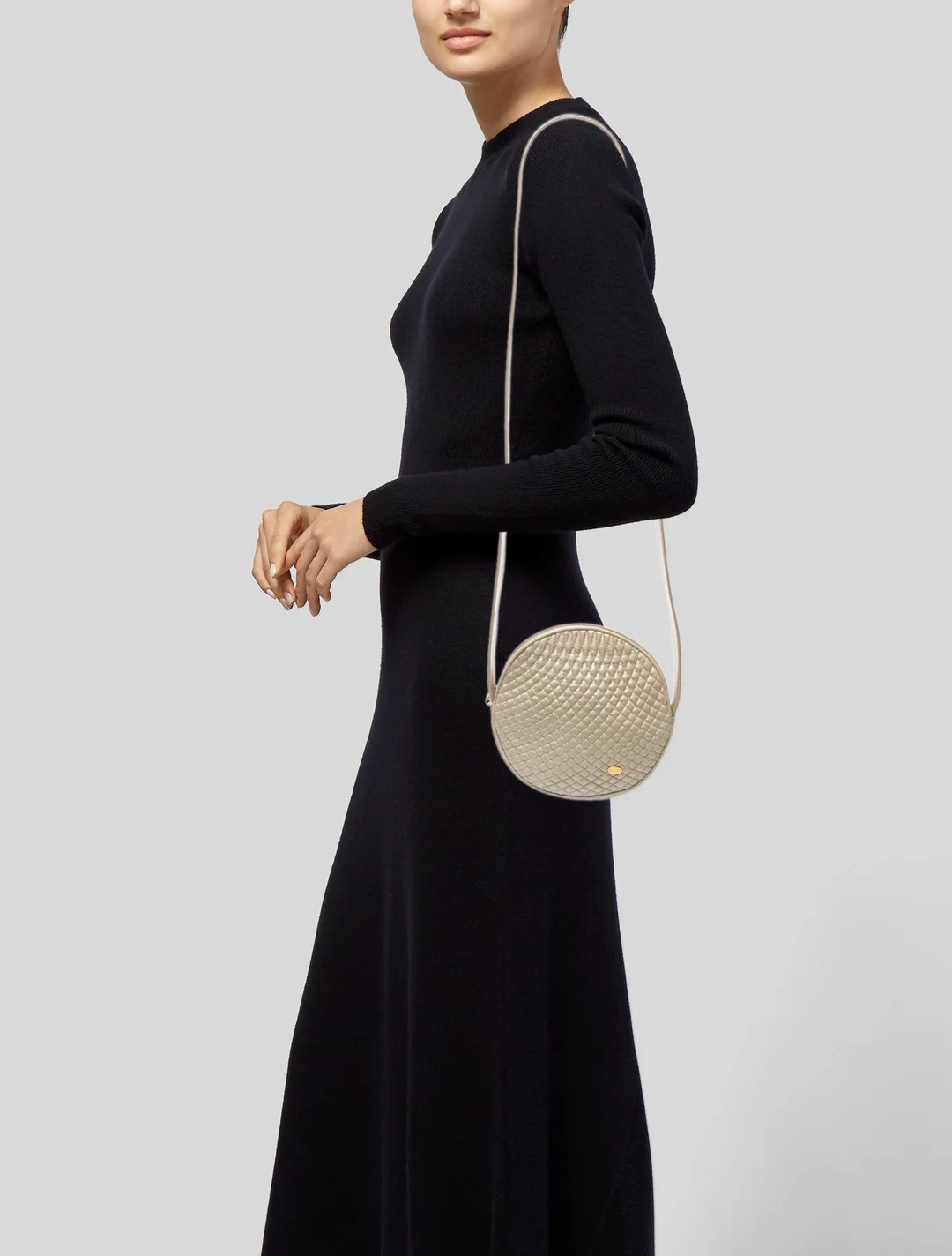 Bally ivory quilted leather round canteen crossbody