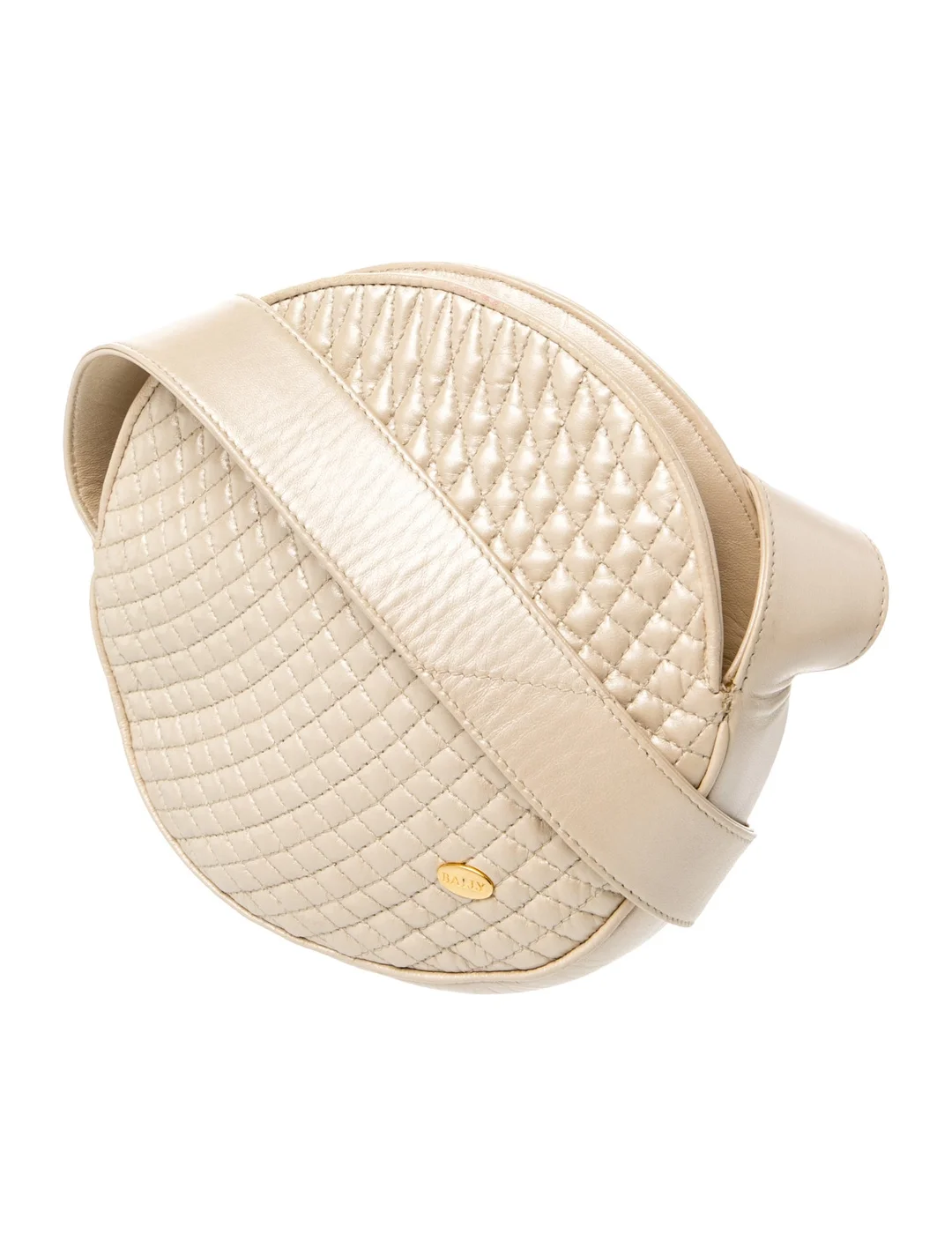 Bally ivory quilted leather round canteen crossbody