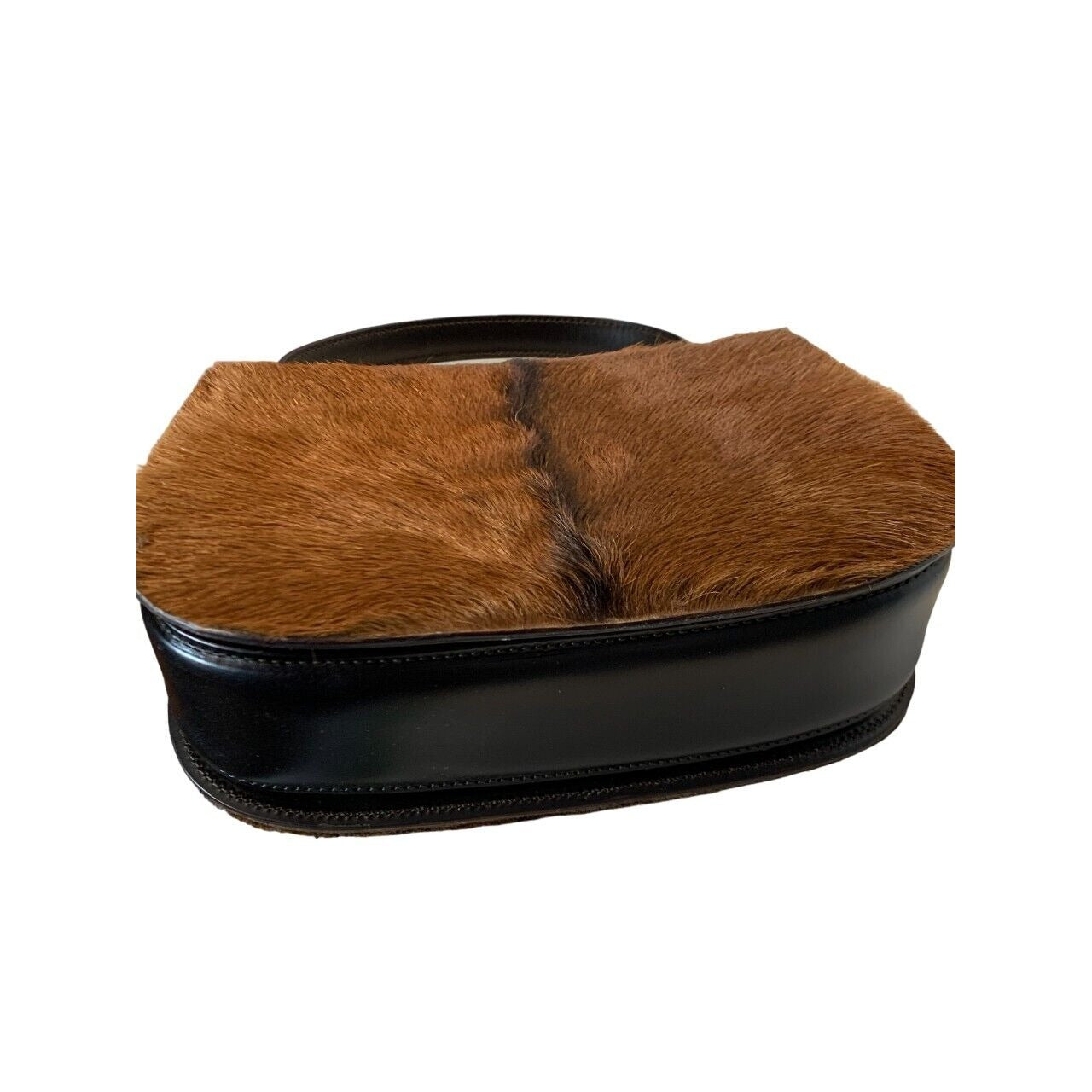 Gucci fur & black leather 1947 bamboo two-way purse- UNUSED!